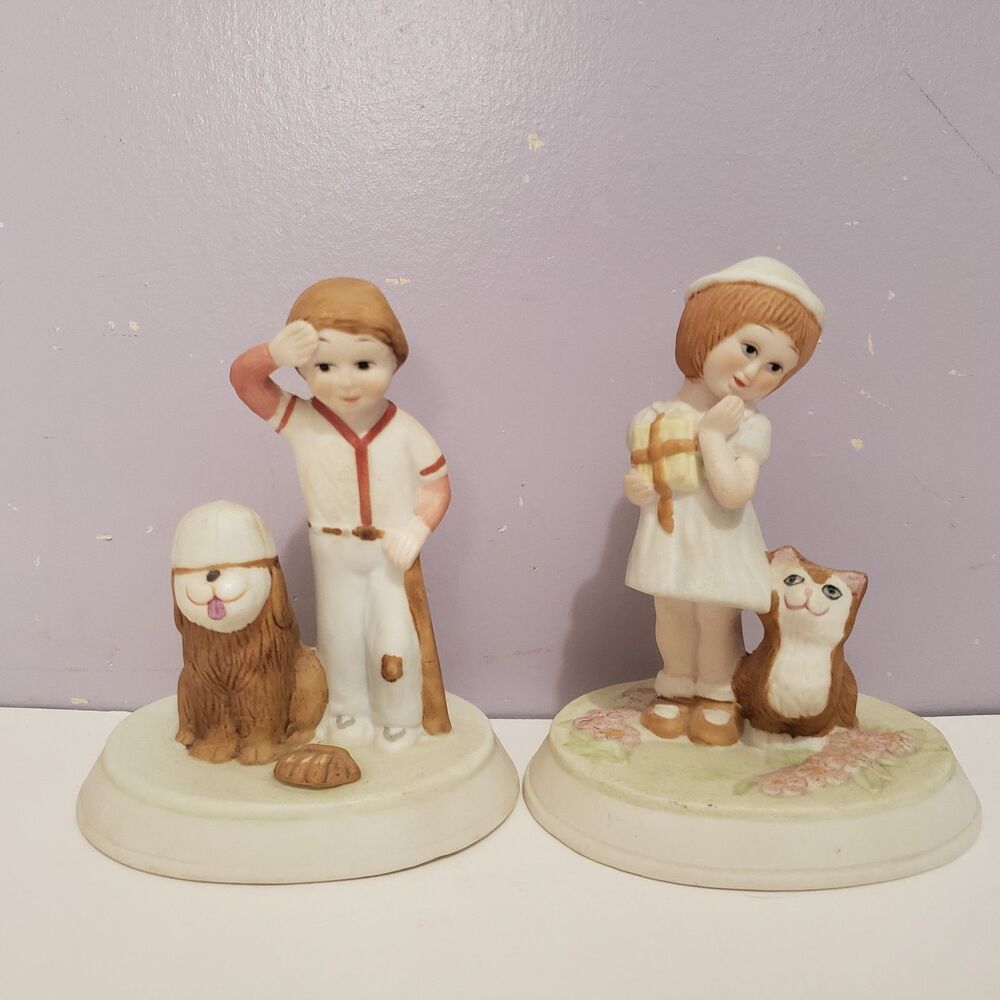 Moments To Remember 1981  Ceramic Girl /Boy Figurines Setof 2 Home Decor 4"